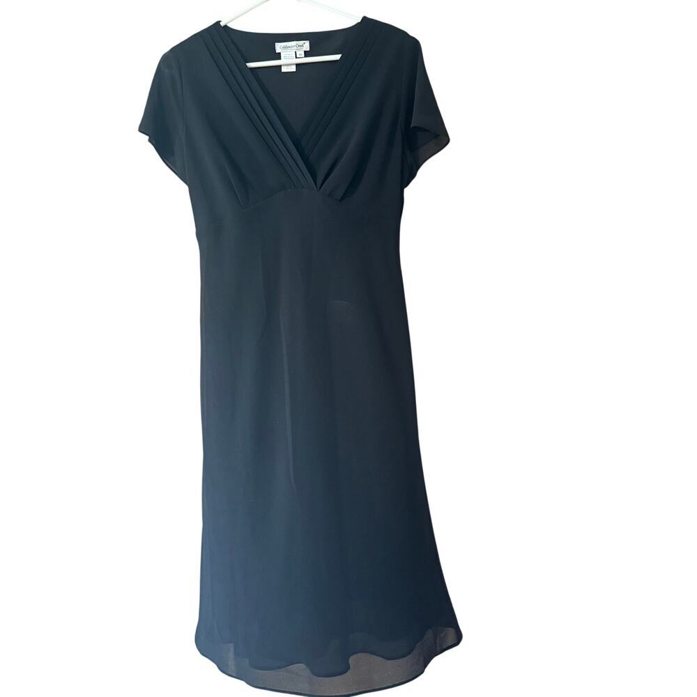 Coldwater Creek Black V-Neck Midi Dress Size 10 EUC formal date evening work
